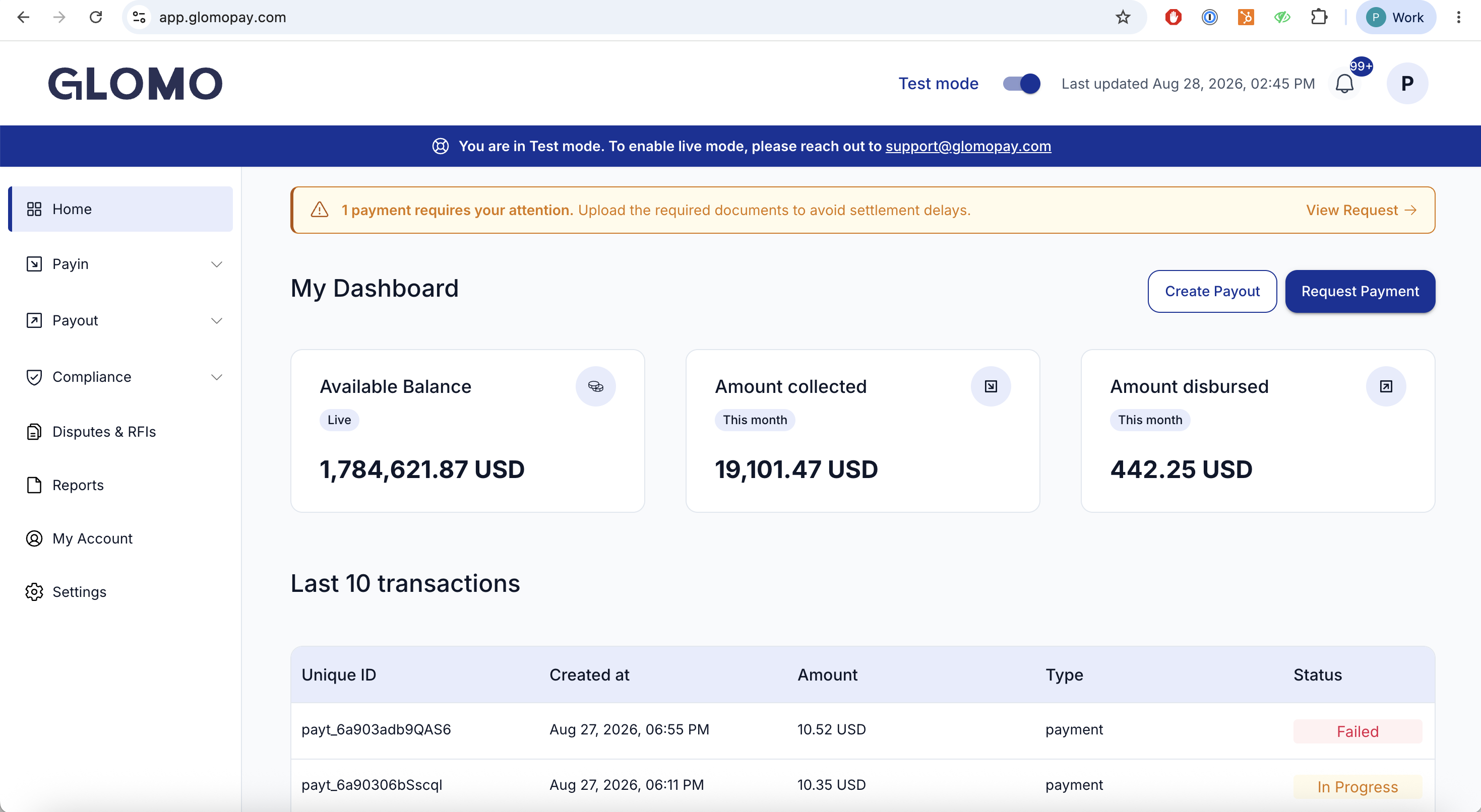 RFI dashboard banner preview