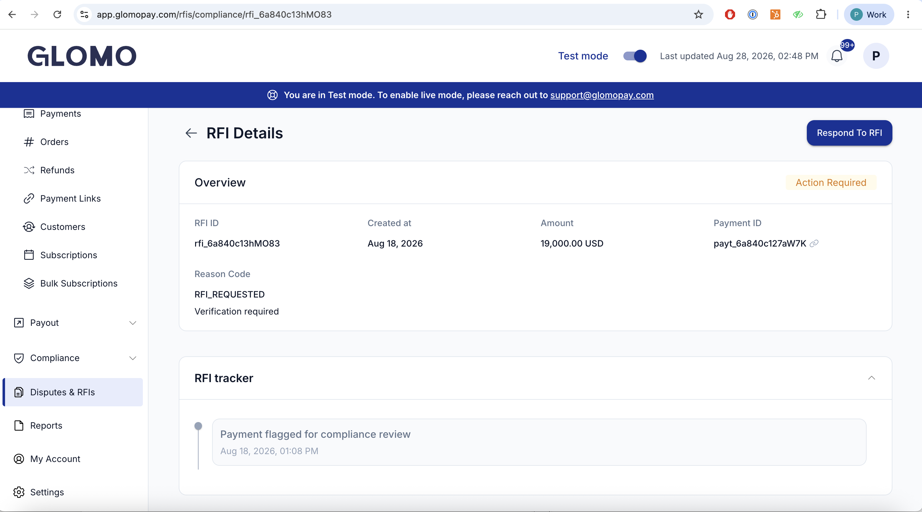 RFI details preview