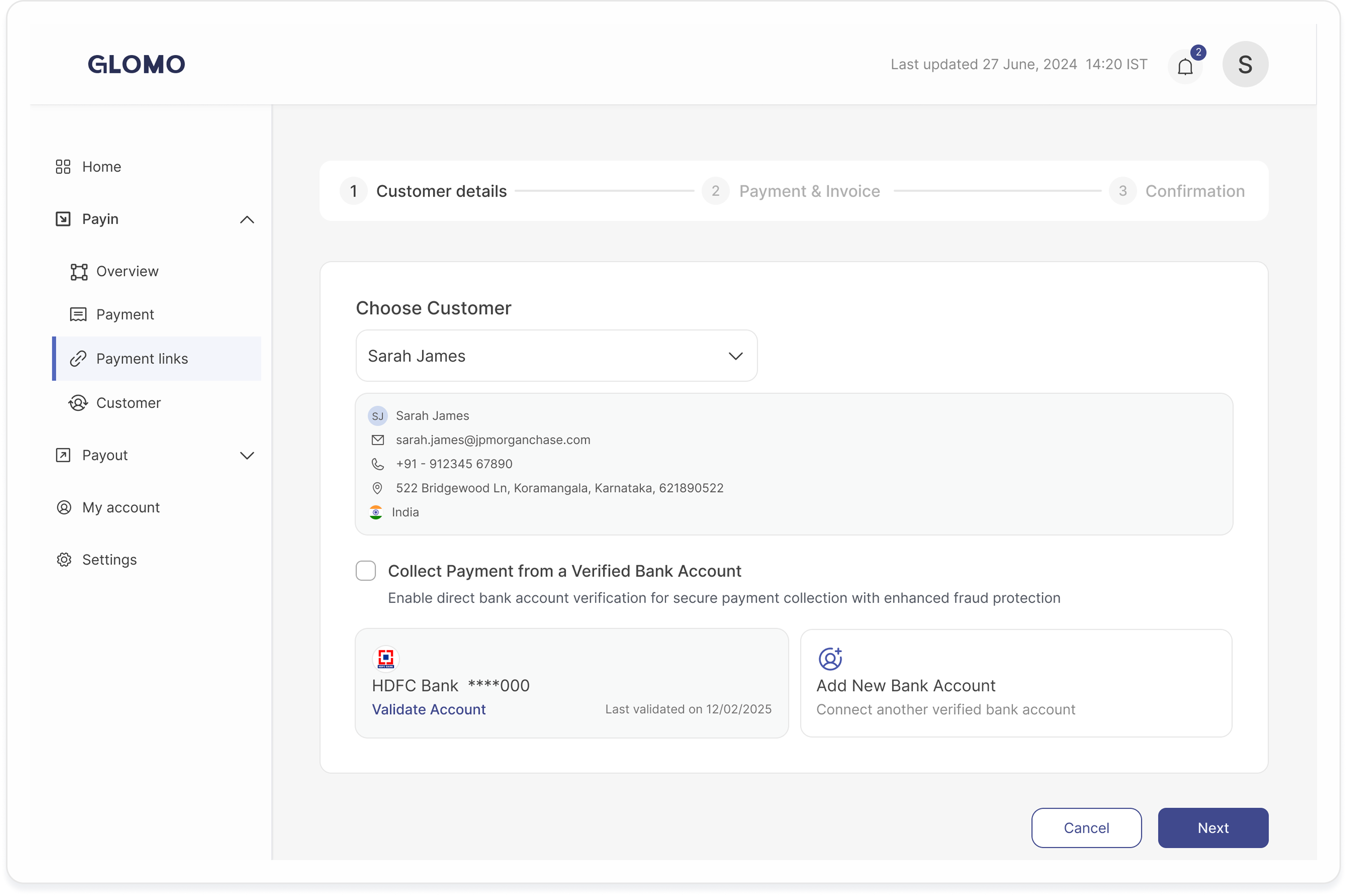 Payment link dashboard preview